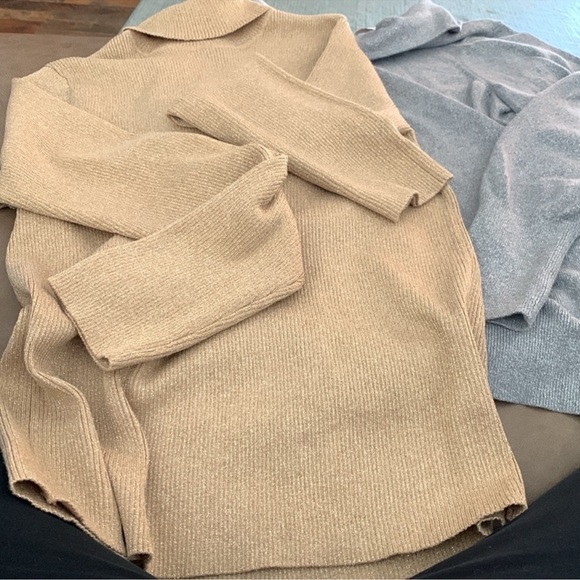 Bundle two festive turtlenecks. Silver cowlneck is Chicos size 3. - Picture 3 of 3
